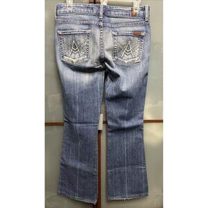 7 For All Mankind Vintage Y2K 90s 00s Embroidered White A Pocket Boot Cut Sz 26